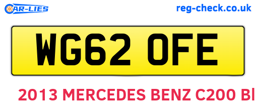 WG62OFE are the vehicle registration plates.