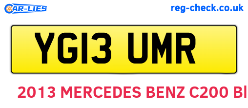 YG13UMR are the vehicle registration plates.