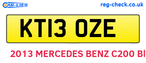 KT13OZE are the vehicle registration plates.