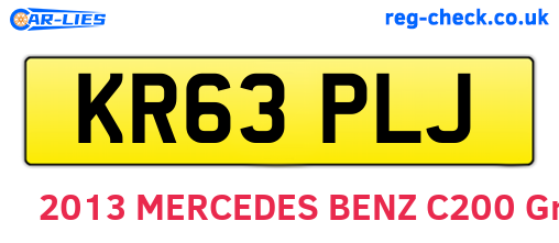KR63PLJ are the vehicle registration plates.