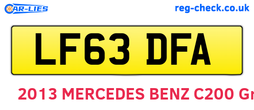 LF63DFA are the vehicle registration plates.