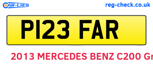 P123FAR are the vehicle registration plates.
