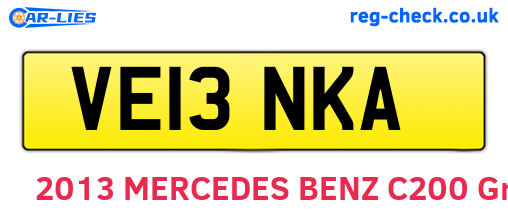 VE13NKA are the vehicle registration plates.