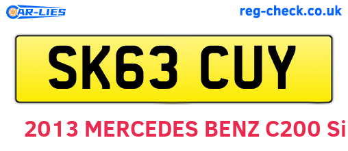 SK63CUY are the vehicle registration plates.