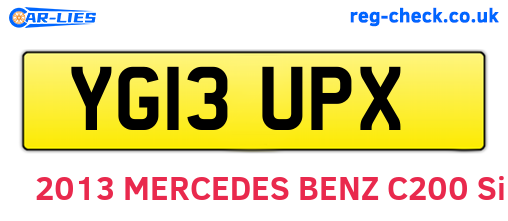 YG13UPX are the vehicle registration plates.