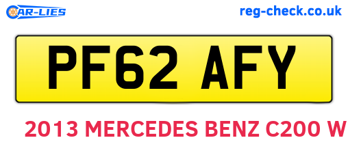 PF62AFY are the vehicle registration plates.