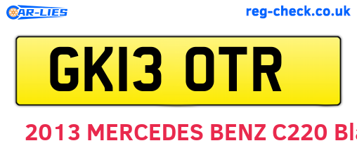 GK13OTR are the vehicle registration plates.
