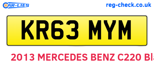 KR63MYM are the vehicle registration plates.