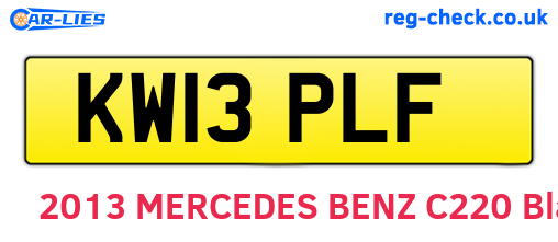 KW13PLF are the vehicle registration plates.