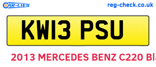 KW13PSU are the vehicle registration plates.