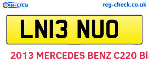 LN13NUO are the vehicle registration plates.