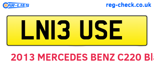 LN13USE are the vehicle registration plates.