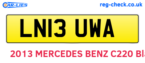 LN13UWA are the vehicle registration plates.