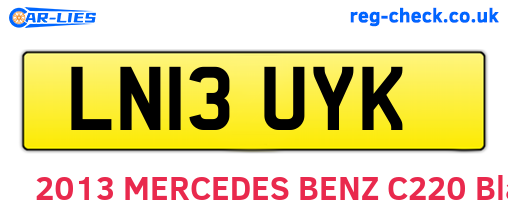 LN13UYK are the vehicle registration plates.