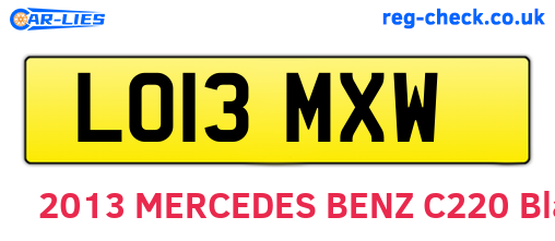 LO13MXW are the vehicle registration plates.