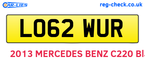 LO62WUR are the vehicle registration plates.