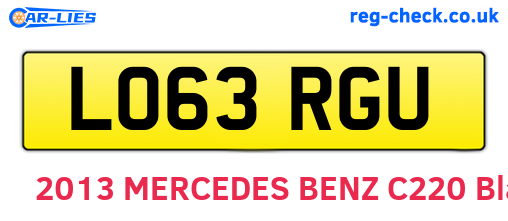 LO63RGU are the vehicle registration plates.