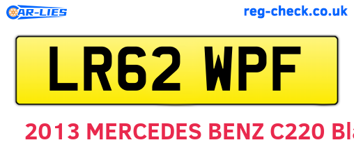 LR62WPF are the vehicle registration plates.