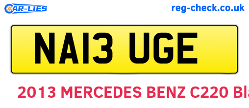 NA13UGE are the vehicle registration plates.