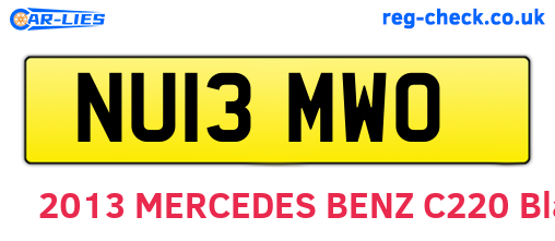 NU13MWO are the vehicle registration plates.