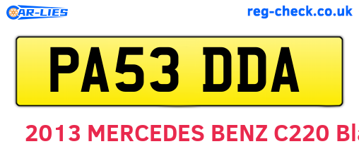 PA53DDA are the vehicle registration plates.