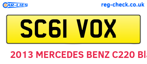 SC61VOX are the vehicle registration plates.