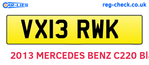 VX13RWK are the vehicle registration plates.