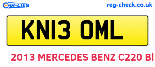 KN13OML are the vehicle registration plates.