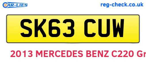 SK63CUW are the vehicle registration plates.
