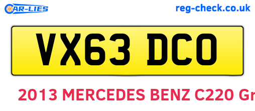 VX63DCO are the vehicle registration plates.