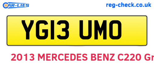 YG13UMO are the vehicle registration plates.