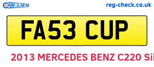 FA53CUP are the vehicle registration plates.