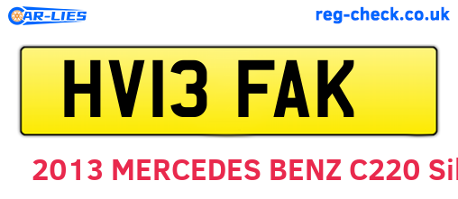 HV13FAK are the vehicle registration plates.