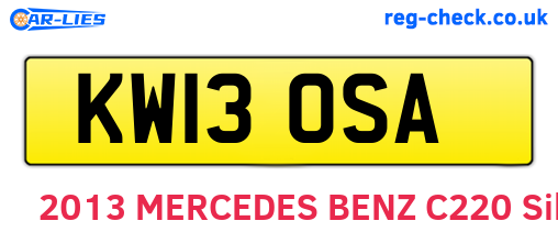 KW13OSA are the vehicle registration plates.