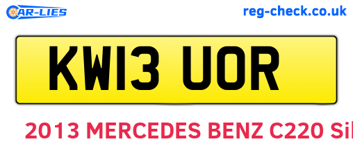 KW13UOR are the vehicle registration plates.