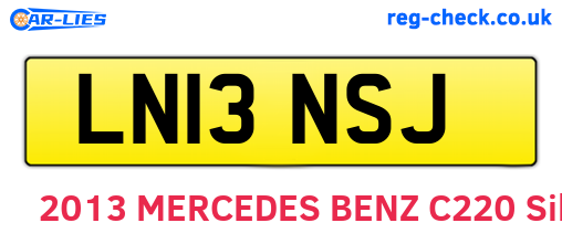 LN13NSJ are the vehicle registration plates.