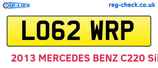 LO62WRP are the vehicle registration plates.