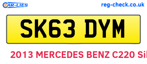 SK63DYM are the vehicle registration plates.