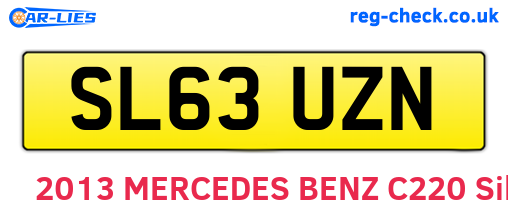 SL63UZN are the vehicle registration plates.
