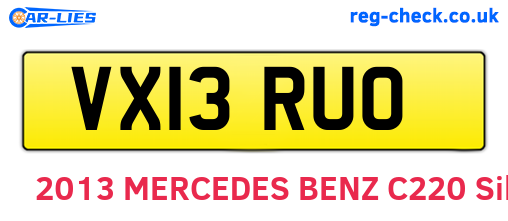 VX13RUO are the vehicle registration plates.