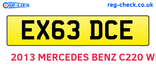 EX63DCE are the vehicle registration plates.