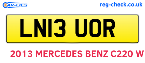 LN13UOR are the vehicle registration plates.