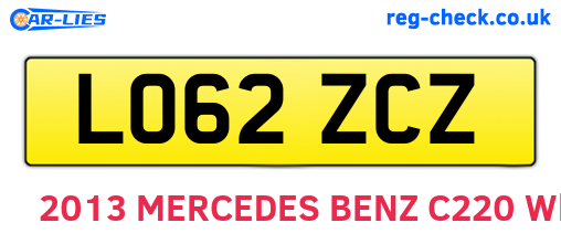 LO62ZCZ are the vehicle registration plates.