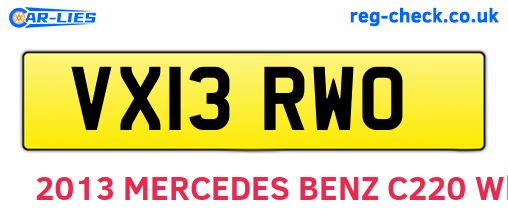 VX13RWO are the vehicle registration plates.