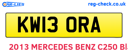 KW13ORA are the vehicle registration plates.