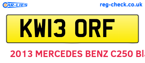 KW13ORF are the vehicle registration plates.