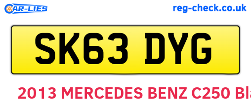 SK63DYG are the vehicle registration plates.