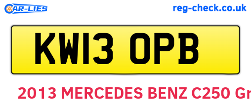 KW13OPB are the vehicle registration plates.