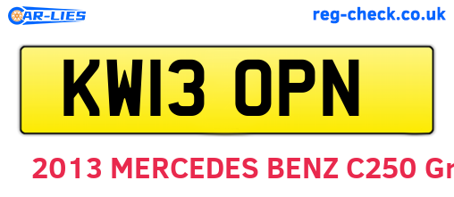 KW13OPN are the vehicle registration plates.