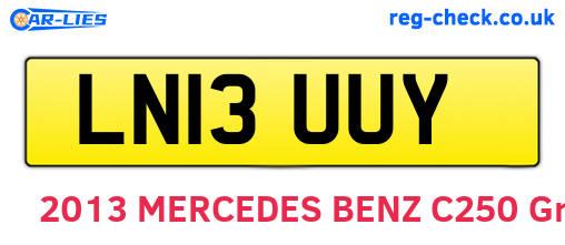 LN13UUY are the vehicle registration plates.